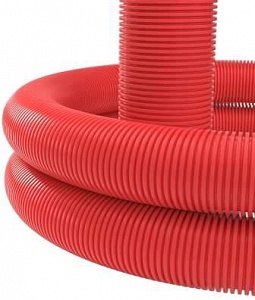 Двустенная труба ПНД гибкая для кабельной канализации д.125мм, SN8, бухта 50м, цвет красный